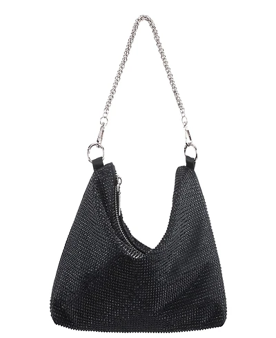 Nina Crystal Embellished Zipper Hobo Bag
