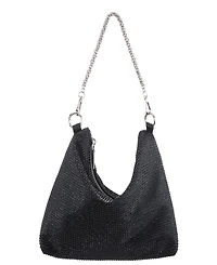 Nina Crystal Embellished Zipper Hobo Bag