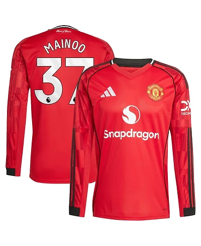 Adidas Men's Kobbie Mainoo Red Manchester United Home 2025/26 Replica Player Long Sleeve Jersey