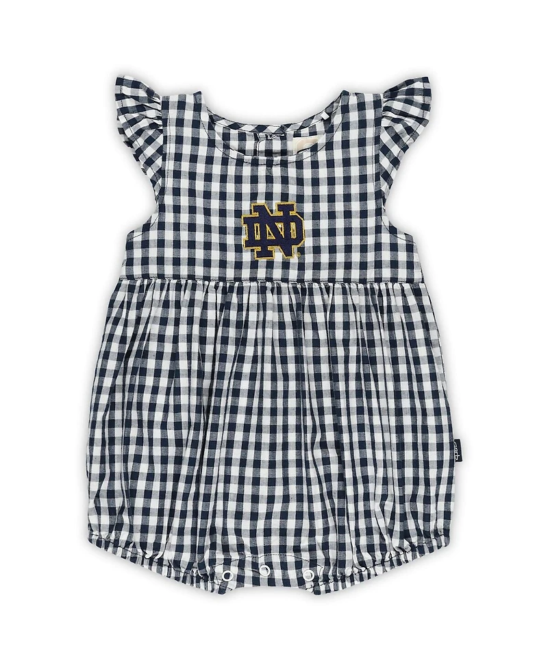 Garb Girl's Baby Boys and Girls Navy Notre Dame Fighting Irish Cara Gingham Ruffled Bodysuit