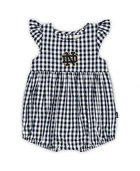 Garb Girl's Baby Boys and Girls Navy Notre Dame Fighting Irish Cara Gingham Ruffled Bodysuit