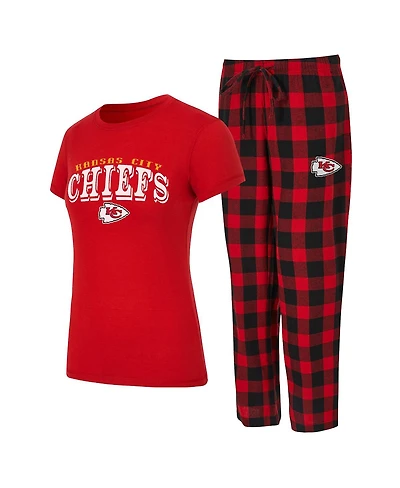 Concepts Sport Women's 2-Piece Red/Black Kansas City Chiefs Avondale T-Shirt and Flannel Pants Sleep Set