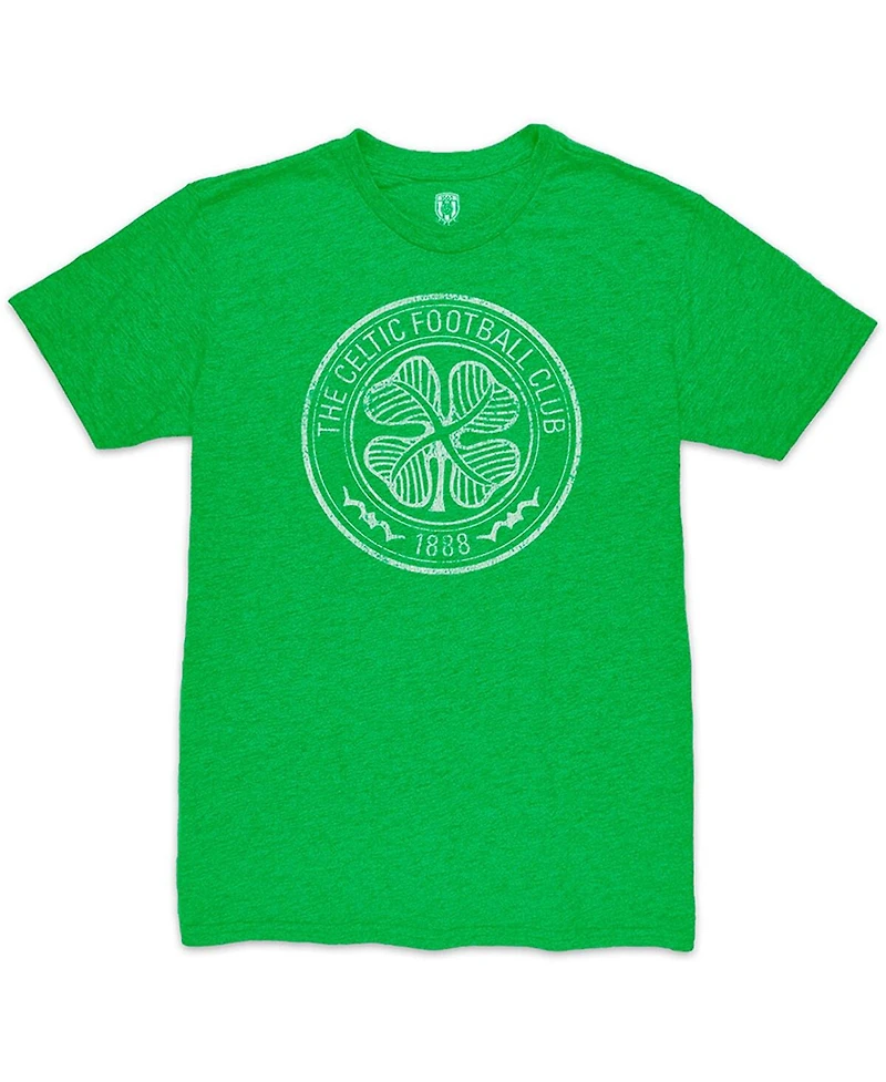 1863FC Men's Heather Green Celtic Mono Crest Twisted Tri-Blend Slub T-Shirt
