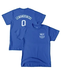 1863FC Big Boys and Girls Robert Lewandowski Blue Barcelona Player T-Shirt