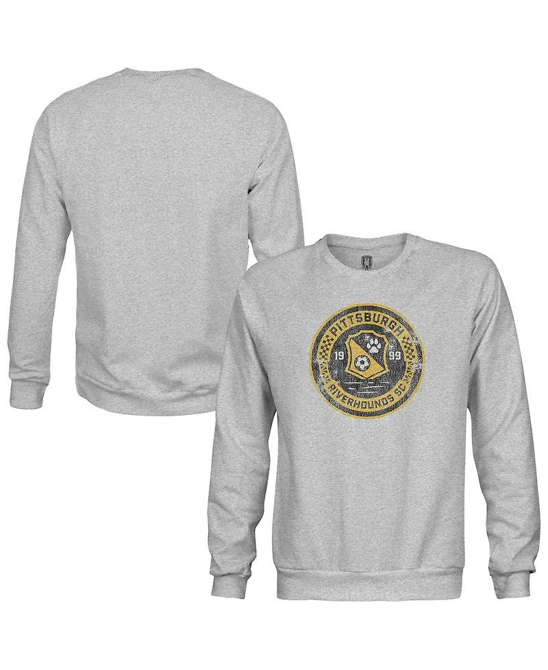 1863FC Men's Heather Gray Pittsburgh Riverhounds Sc Color Badge Pullover Sweatshirt