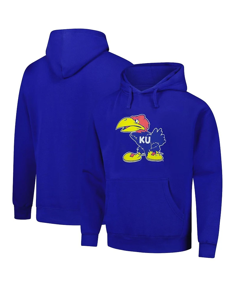 League Collegiate Wear Men's Royal Kansas Jayhawks Logo Essential Fleece 2.0 Pullover Hoodie