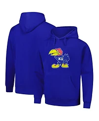 League Collegiate Wear Men's Royal Kansas Jayhawks Logo Essential Fleece 2.0 Pullover Hoodie