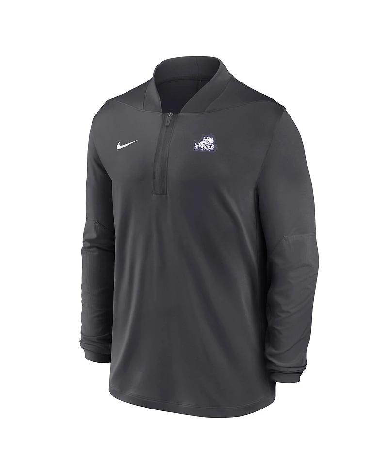 Nike Men's Anthracite Tcu Horned Frogs Dri-fit Half-Zip Pullover Sweatshirt