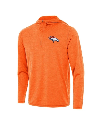 Antigua Men's Heather Orange Denver Broncos Tidy Quarter-Zip Pullover Hoodie