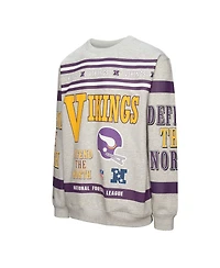 Mitchell & Ness Men's Heather Gray Minnesota Vikings All Over Print Fleece Crewneck Sweatshirt