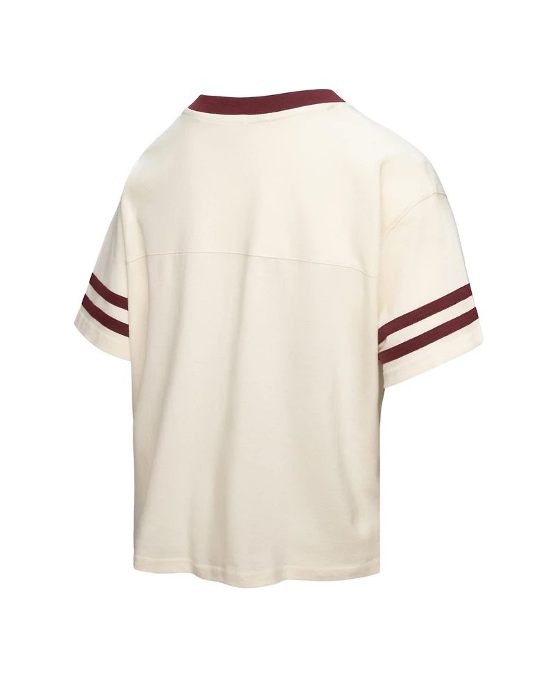 Mitchell & Ness Women's Cream Texas A&M Aggies Cropped Ringer T-Shirt