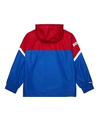 Mitchell & Ness Men's Red/Royal Buffalo Bills Tie Breaker Logo Lightweight Anorak Half-Zip Windbreaker Hoodie