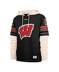 '47 Brand Men's Black Wisconsin Badgers Split Zone Cornerback Lacer Pullover Hoodie