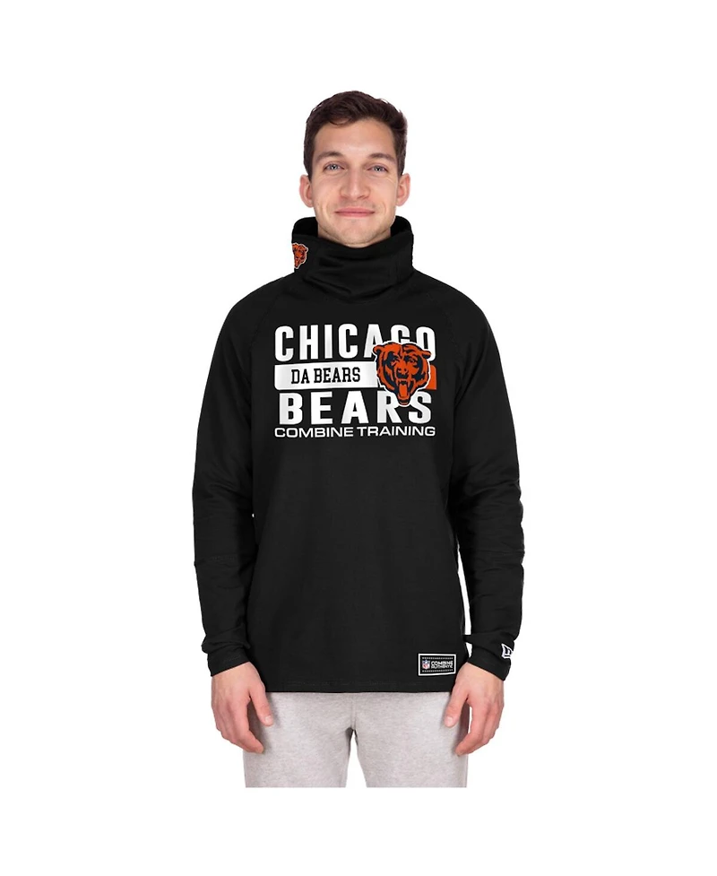 New Era Men's Black Chicago Bears Functional Fandom Balaclava Helmet Stripe Tri-Blend Hoodie