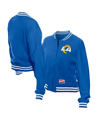 New Era Women's Royal Los Angeles Rams Throwback Fleece Full-Snap Jacket