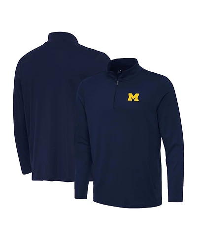 Antigua Men's Navy Michigan Wolverines Reprocess Quarter-Zip Hoodie
