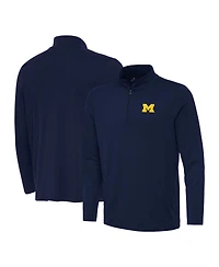 Antigua Men's Navy Michigan Wolverines Reprocess Quarter-Zip Hoodie