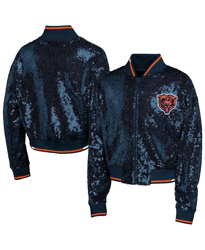 Outerstuff Big Boys and Girls Navy Chicago Bears Glam Squad Sequin Jacket