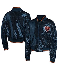 Outerstuff Big Boys and Girls Navy Chicago Bears Glam Squad Sequin Jacket