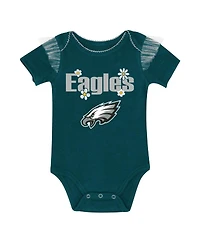 Outerstuff Girls Newborn 2-Piece Midnight Green Philadelphia Eagles My Team Rocks Bodysuit and Skirt Set