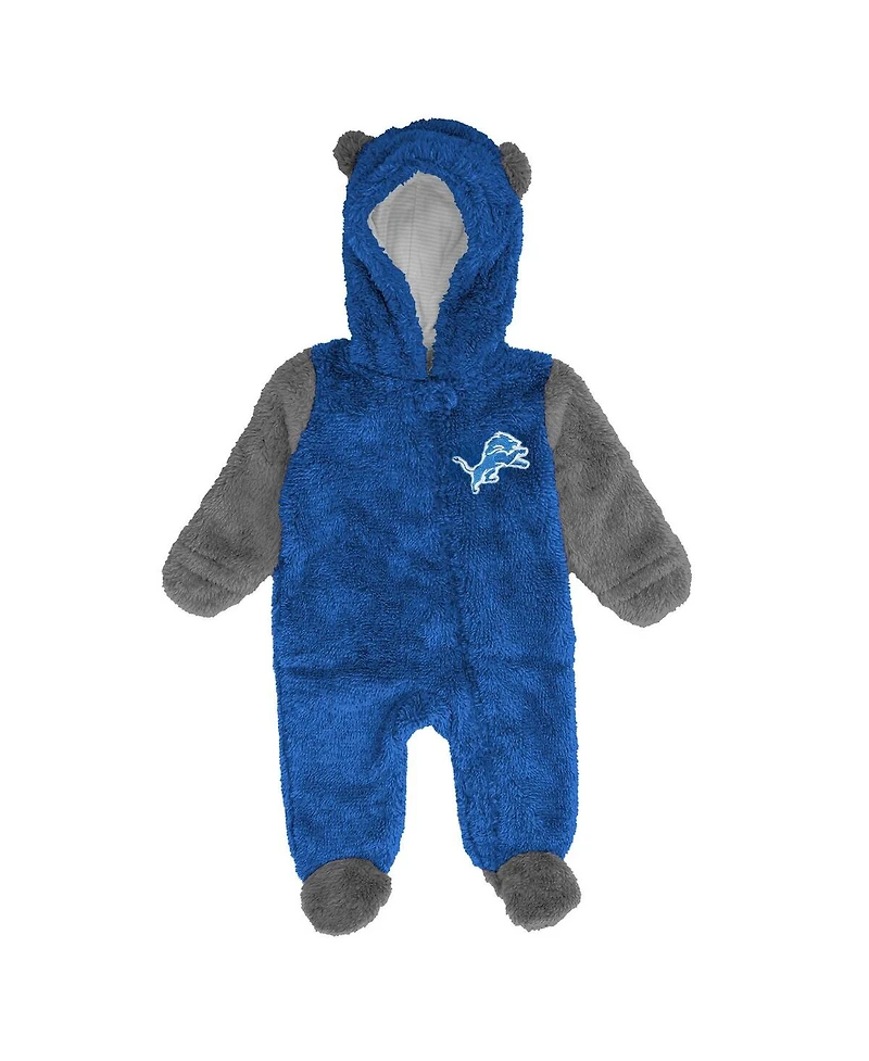 Outerstuff Baby Boys and Girls Blue Detroit Lions Stay Napping Fleece Bunting Full-Zip Sleeper
