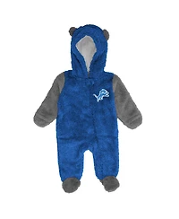 Outerstuff Baby Boys and Girls Blue Detroit Lions Stay Napping Fleece Bunting Full-Zip Sleeper