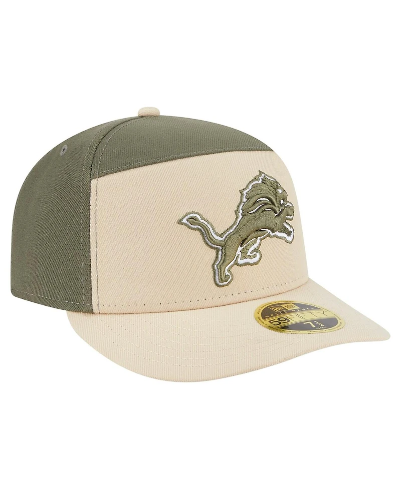 New Era Men's Light Beige/Olive Detroit Lions Two-Tone Color Pack Split Panel 59FIFTY Fitted Hat