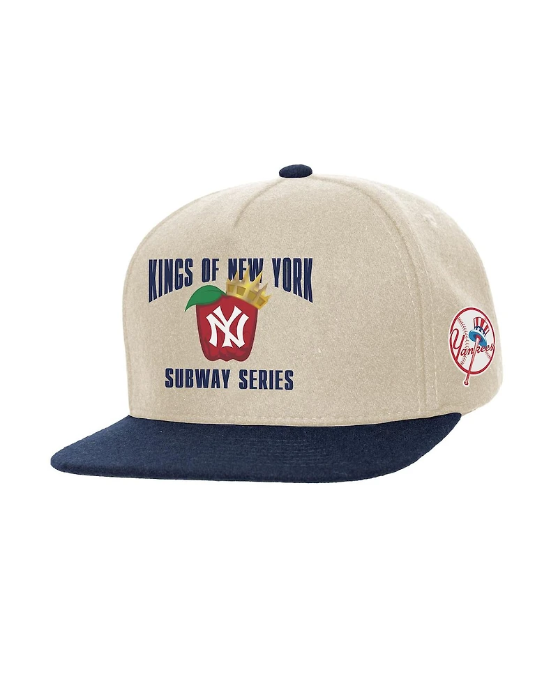 Mitchell & Ness Men's Cream New York Yankees Subway Series Matchup Pro Pinch Snapback Hat