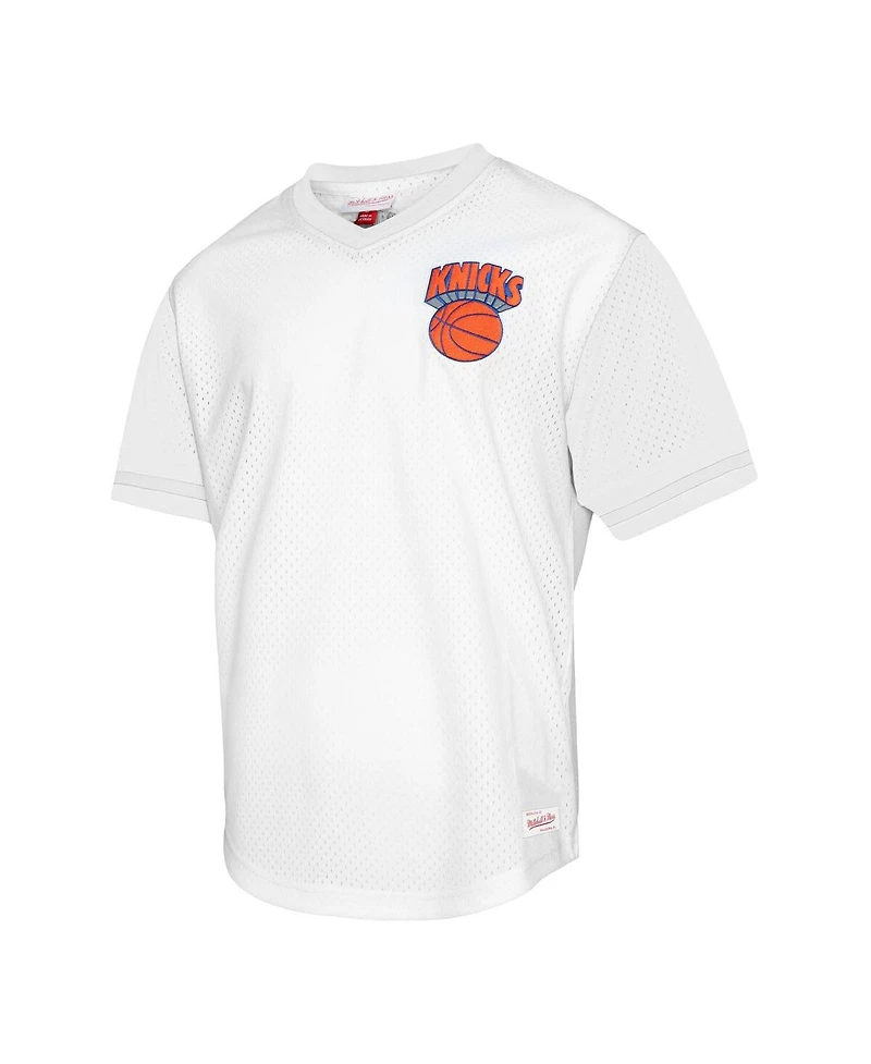 Mitchell & Ness Men's White New York Knicks Hardwood Classics Batting Practice Mesh Jersey T-Shirt