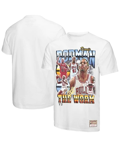 Mitchell & Ness Men's Dennis Rodman White Chicago Bulls Hardwood Classics Commemorative Player Collage T-Shirt