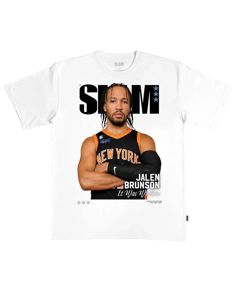 Slam Men's Jalen Brunson White New York Knicks Cover T-Shirt