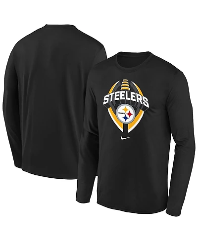 Nike Big Boys and Girls Black Pittsburgh Steelers Primetime Legend Icon Long Sleeve Performance T-Shirt