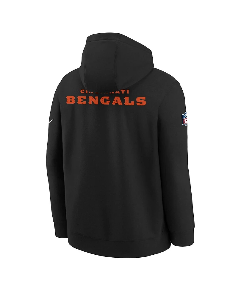 Nike Big Boys and Girls Black Cincinnati Bengals Sideline Club Fleece Hoodie