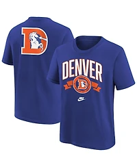 Nike Big Boys and Girls Royal Denver Broncos Rewind Front Back Essential T-Shirt