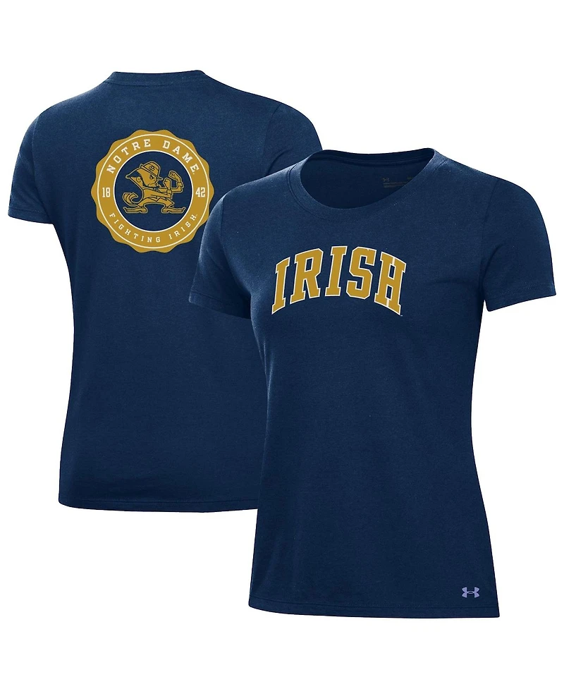 Under Armour Women's Navy Notre Dame Fighting Irish Essentials 2-Hit Performance T-Shirt