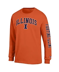Champion Men's Orange Illinois Fighting Illini Arch Over Logo 2-Hit Long Sleeve T-Shirt