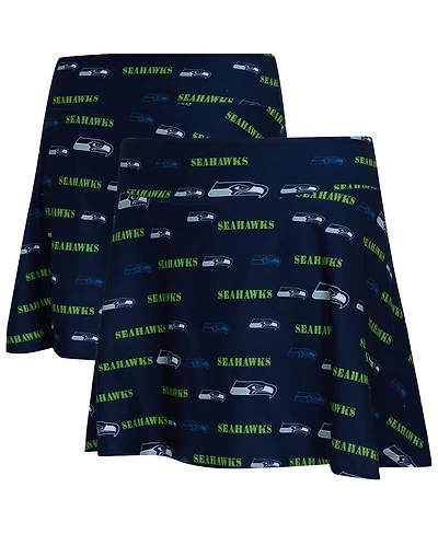 Concepts Sport Women's College Navy Seattle Seahawks Mosaic Allover Print Skort