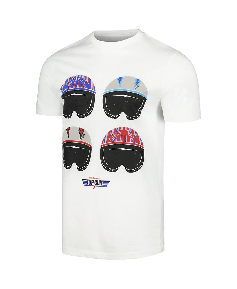 Contenders Clothing Men's White Top Gun Helmets T-Shirt