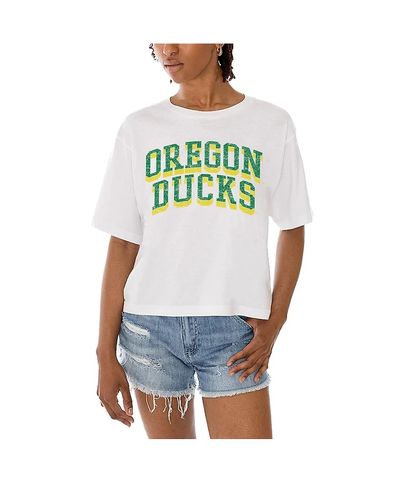 Gameday Couture Women's White Oregon Ducks Claim to Fame Boxy Cropped T-Shirt