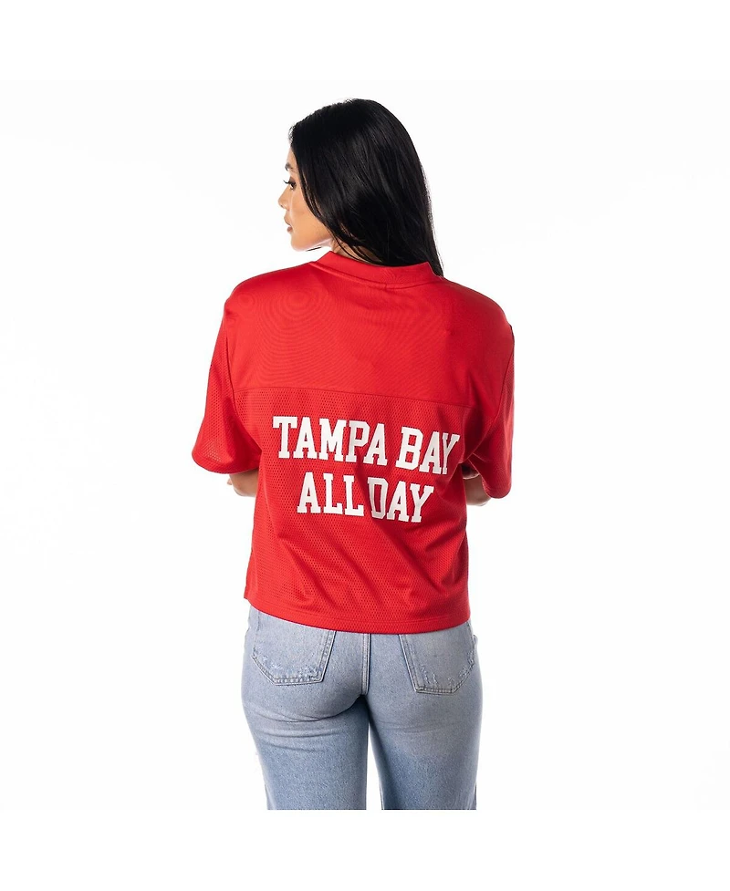 The Wild Collective Women's Red Tampa Bay Buccaneers Alternate V-Neck Fashion Jersey T-Shirt
