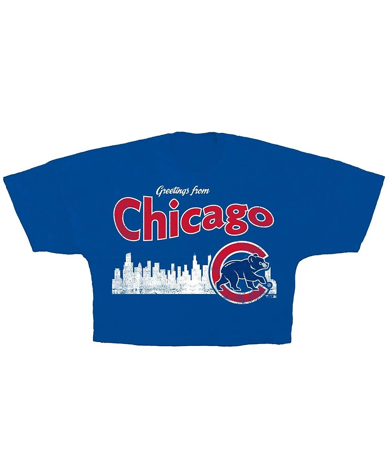 Fanatics Women's Royal Chicago Cubs Skyline Cropped T-Shirt
