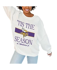 Gameday Couture Women's White Minnesota Vikings Oversized Take a Holiday Pullover Sweatshirt