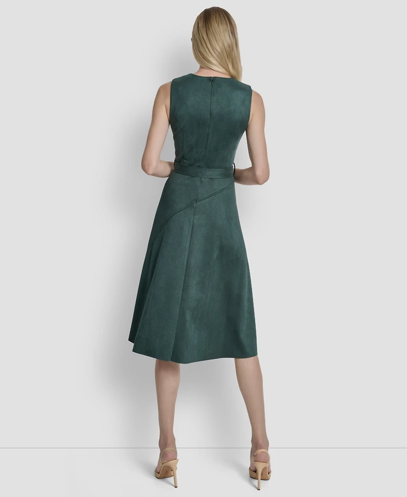 Dkny Women's Sleeveless Crew Neck Fit & Flare Dress
