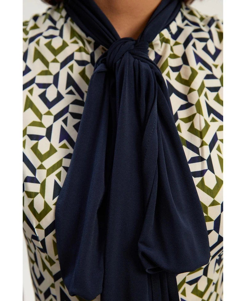 Karen Millen Petite Crepe Tie Neck Mini Dress