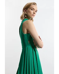 Karen Millen Women's Soft Tailored Pleated Panel Midaxi Dress