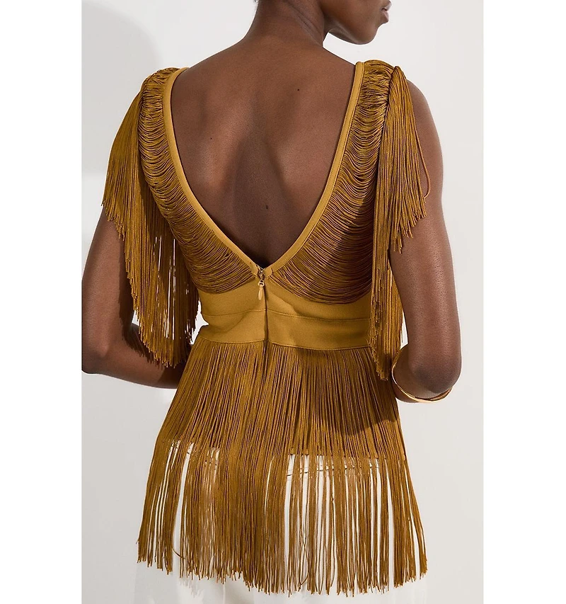 Karen Millen Women's Draped Fringe Knitted Top