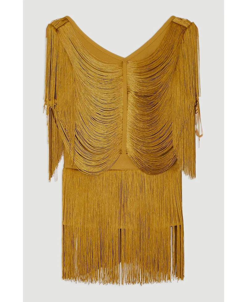 Karen Millen Women's Draped Fringe Knitted Top