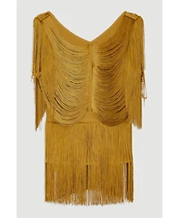 Karen Millen Women's Draped Fringe Knitted Top