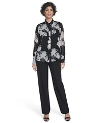 Calvin Klein Women's Long Sleeve Ruffle Blouse
