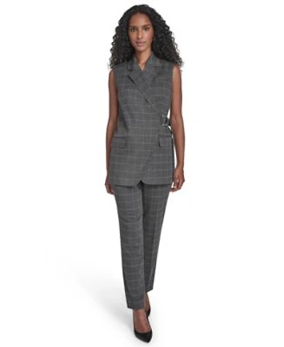 Calvin Klein Womens Windowpane Cuff Vest Highline Pants